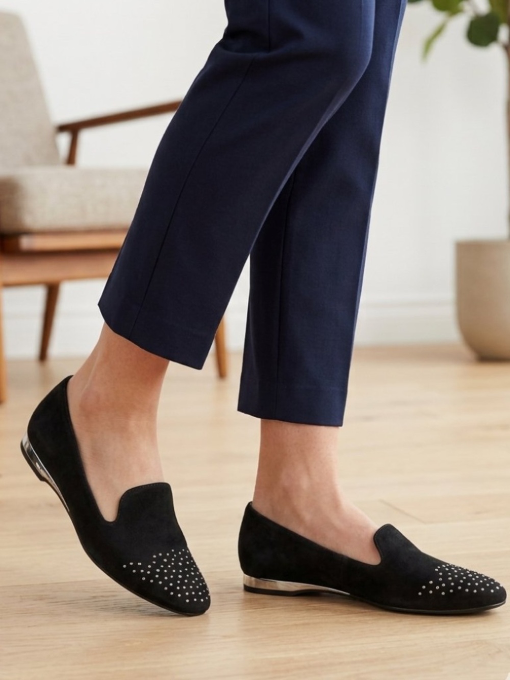 Franco Sarto Studded Suede Smoking Flats Loafers - New Without Box Size 9